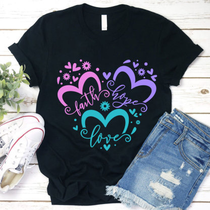 Faith Love Hope Heart Christian Shirt