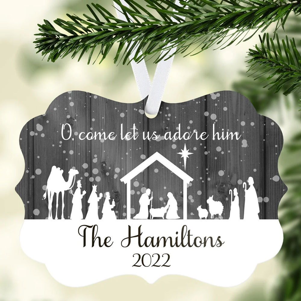 Personalized Nativity Scene Family Christmas Ornament