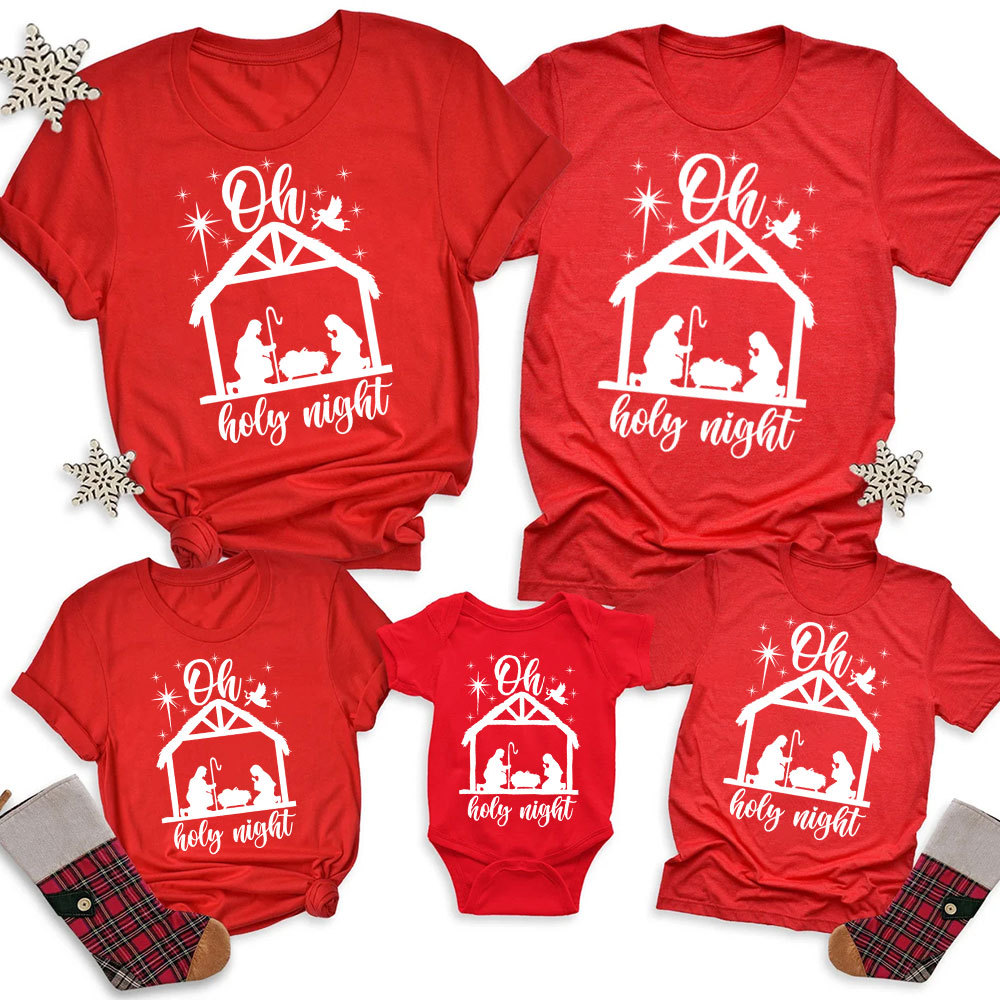 Oh Holy Night Christmas Family Matching Shirts