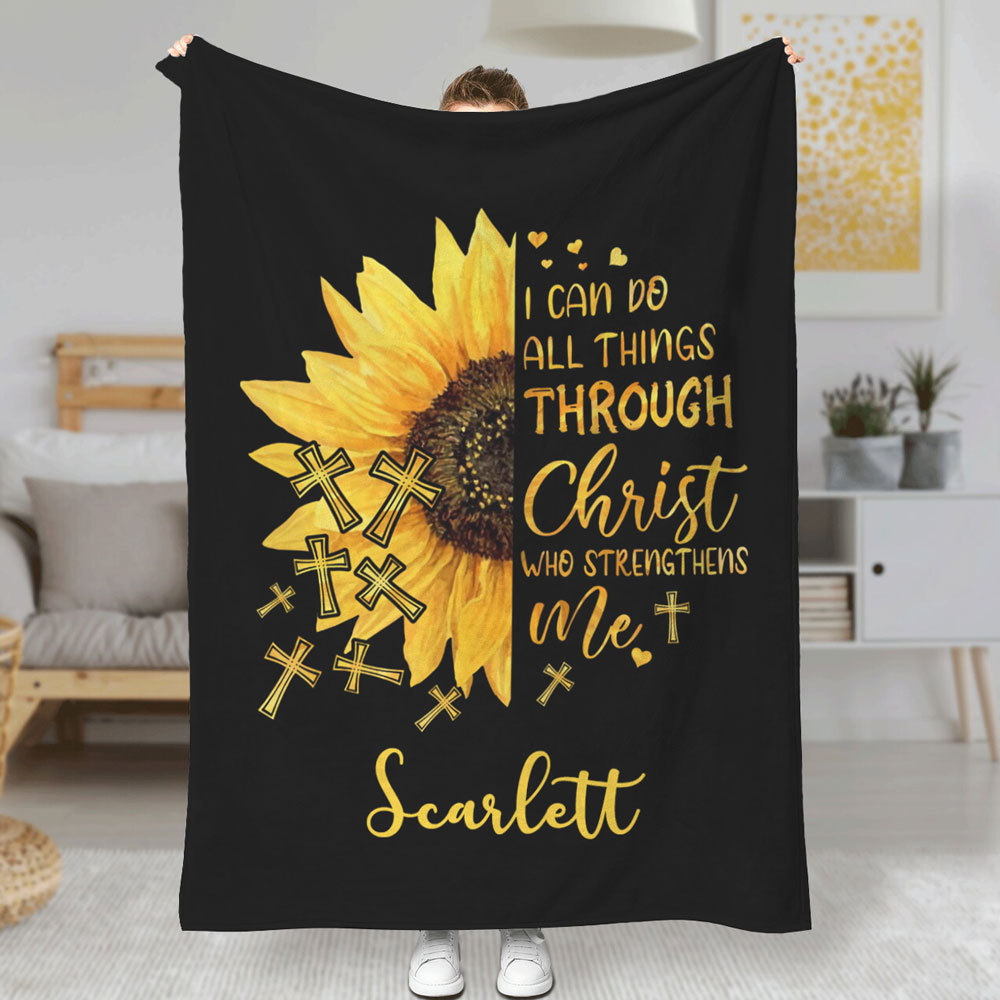 I Can Do All Things Through Christ Custom Name Blanket
