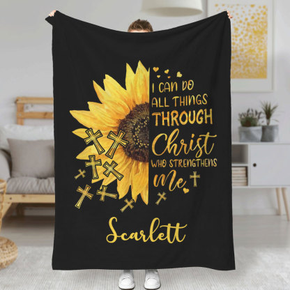 I Can Do All Things Through Christ Custom Name Blanket