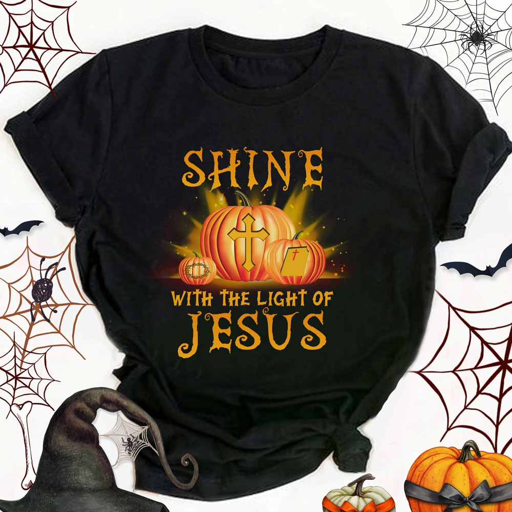 Shine with the Light of Jesus Halloween Pumpkin T-Shirt