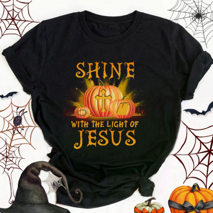 Shine with the Light of Jesus Halloween Pumpkin T-Shirt