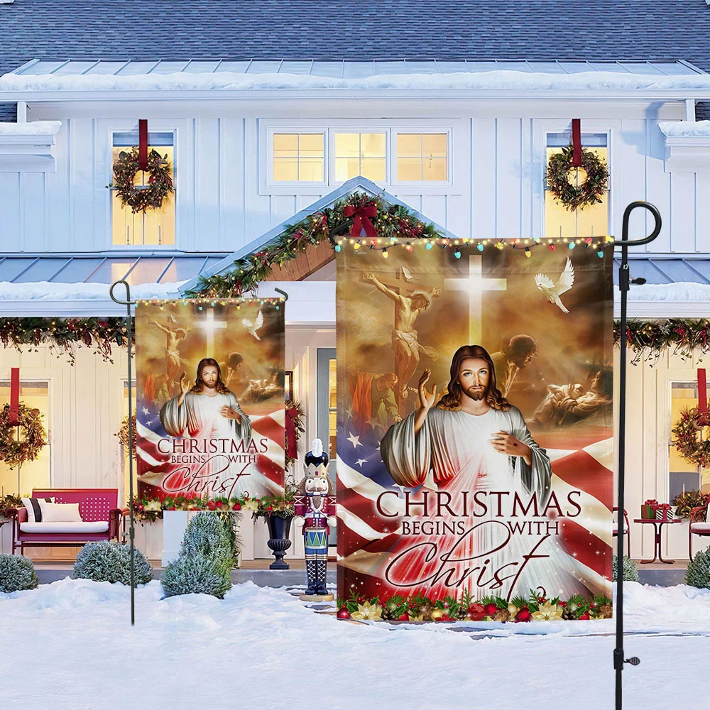 Christmas Begins with Christ Flag
