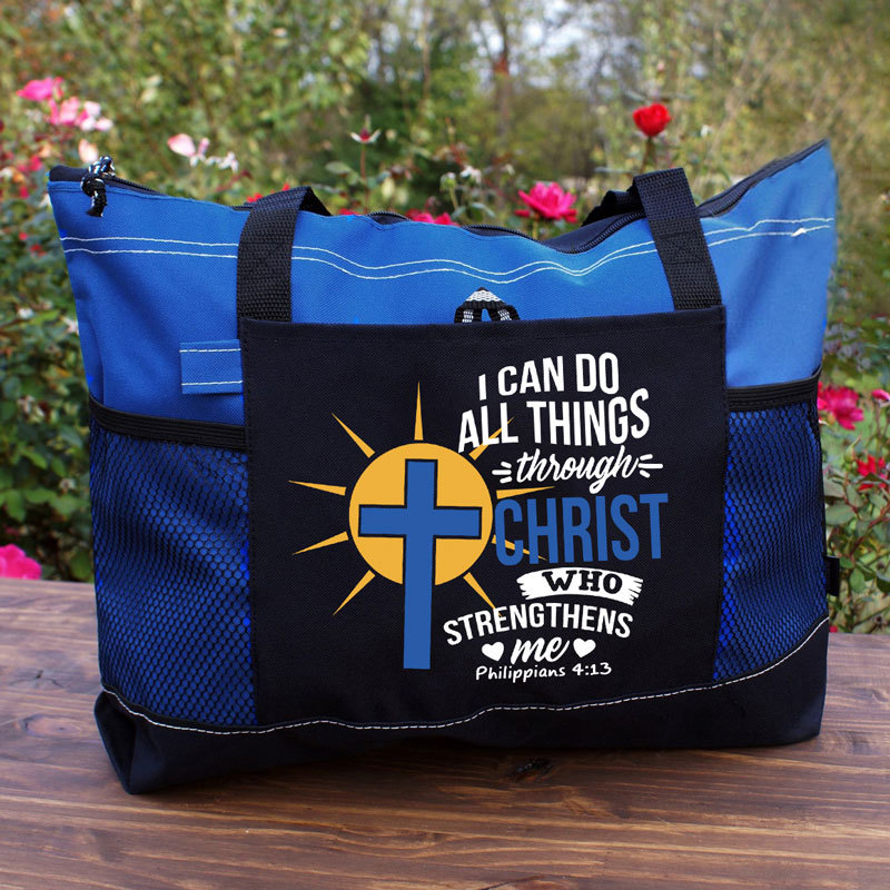 I Can Do All Things Through Christ Who Strengthens Me Guiding Cross Tote Bag