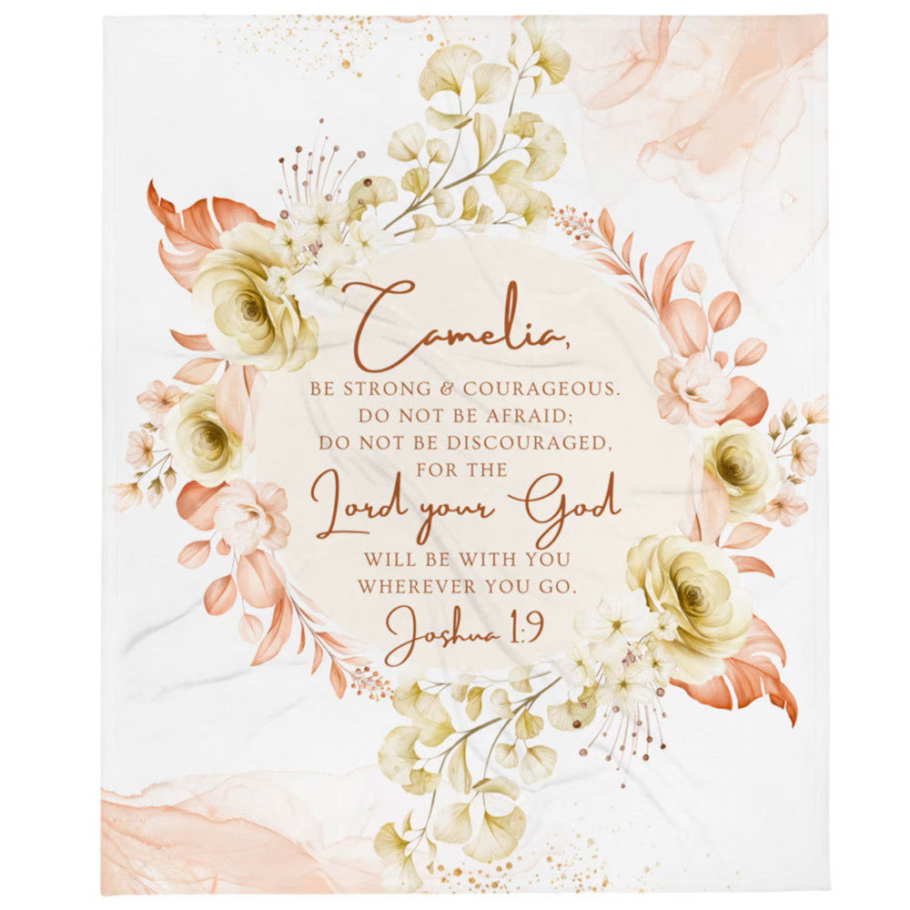 Be Strong and Courageous Joshua 1:9 Bible Verse Blanket