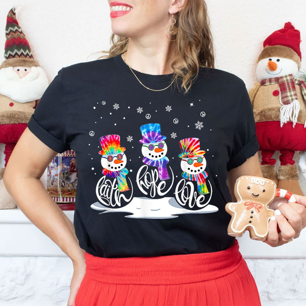 Christmas Faith Hope Love Snowman Shirt