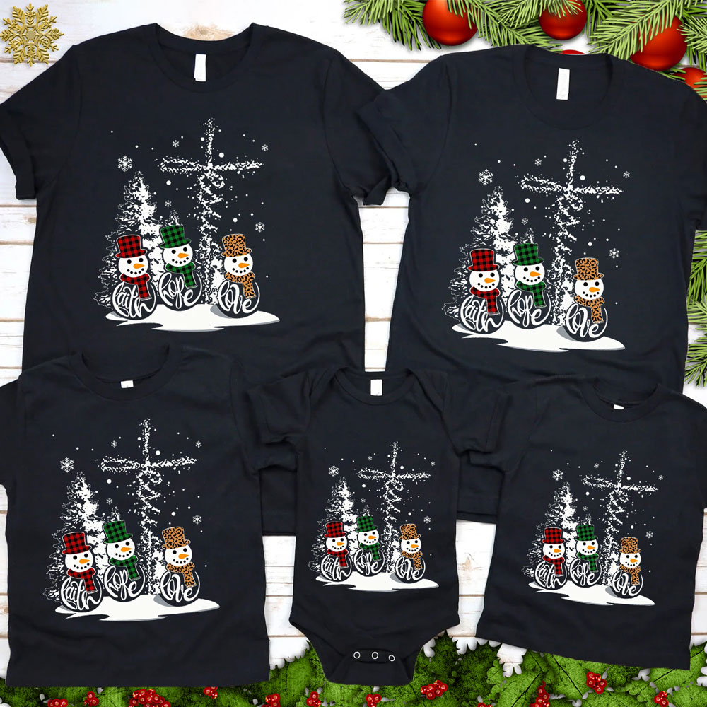 Faith Hope Love Christmas Family Matching Shirts
