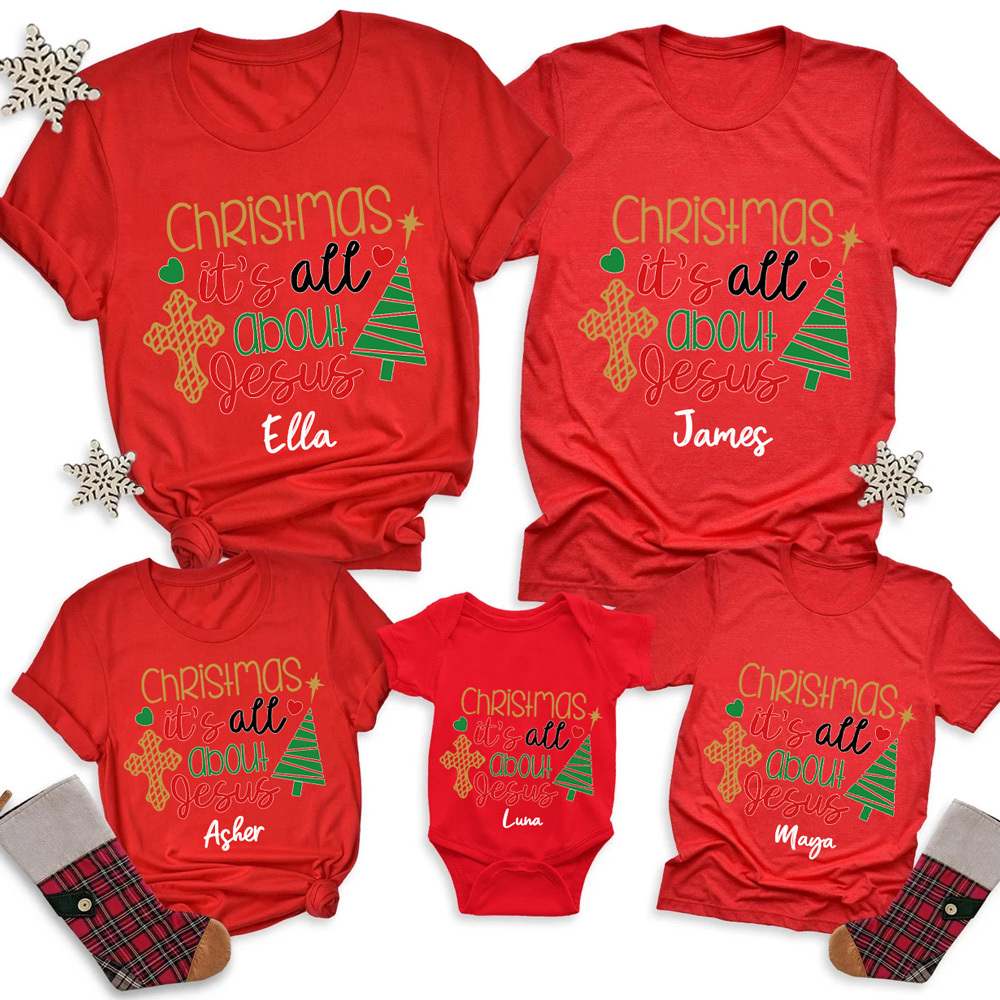 Christmas It's All About Jesus Family Matching Shirts