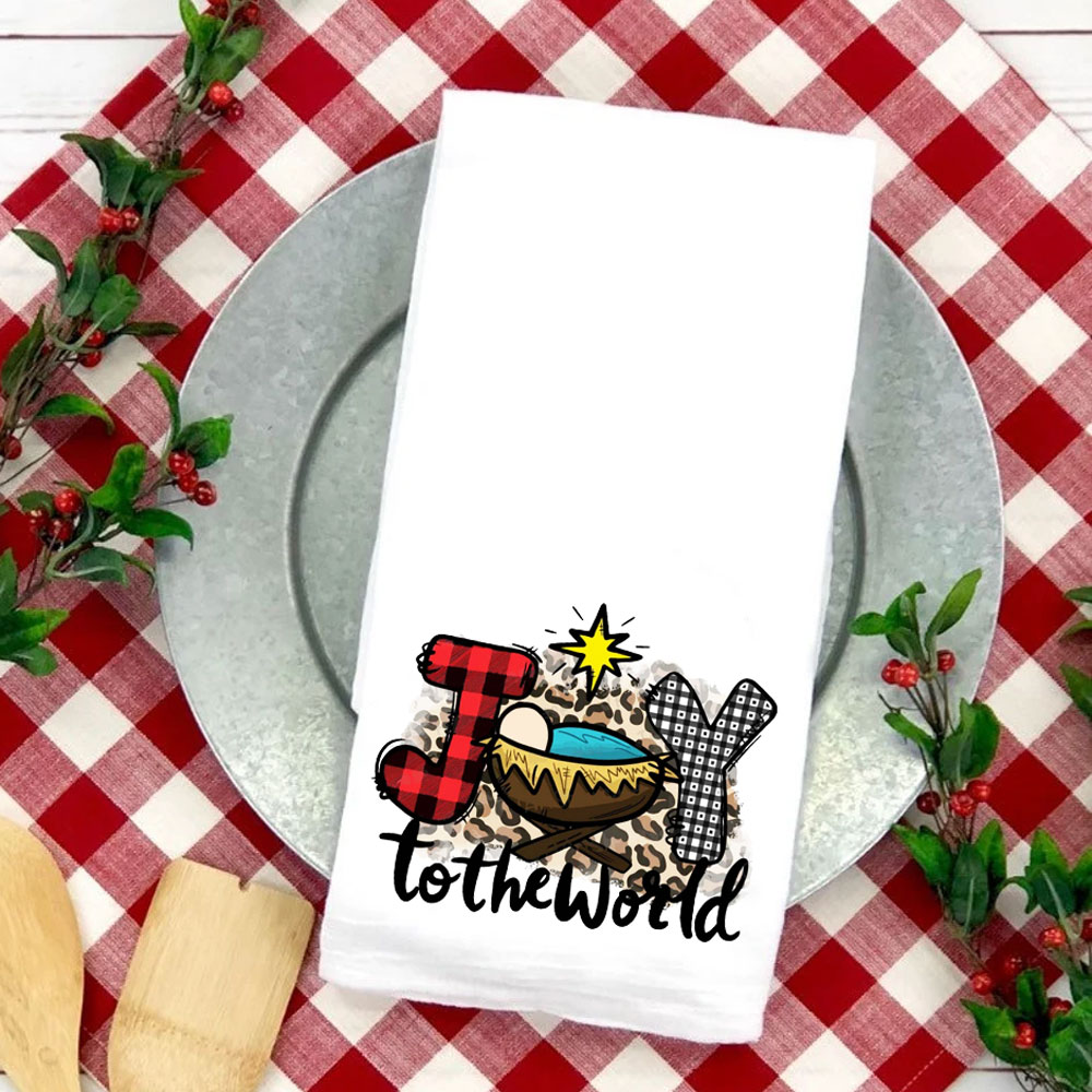 Joy to the World Christmas Tea Towel