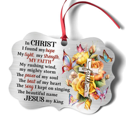 In Christ I Found My Hope Floral Cross Aluminium Ornament