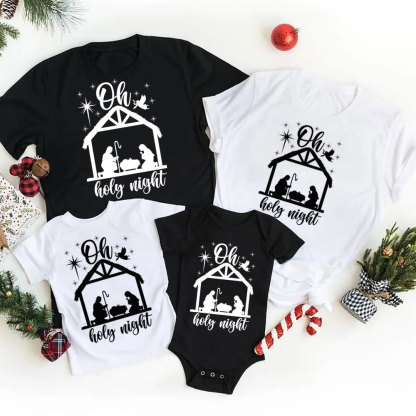 Oh Holy Night Christmas Family Matching Shirts