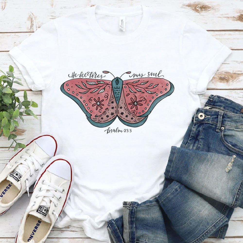 He Restores My Soul T-Shirt Sale-GuidingCross