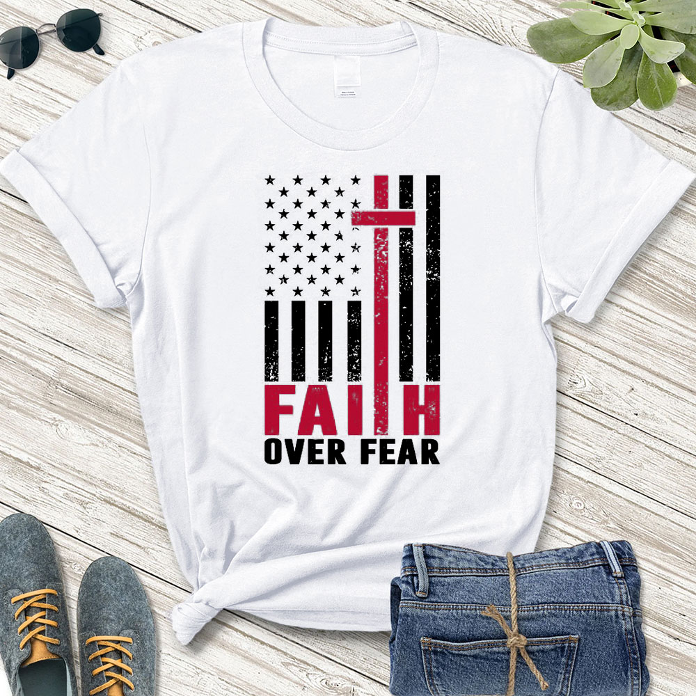 Faith over Fear American Flag Christian T-Shirt