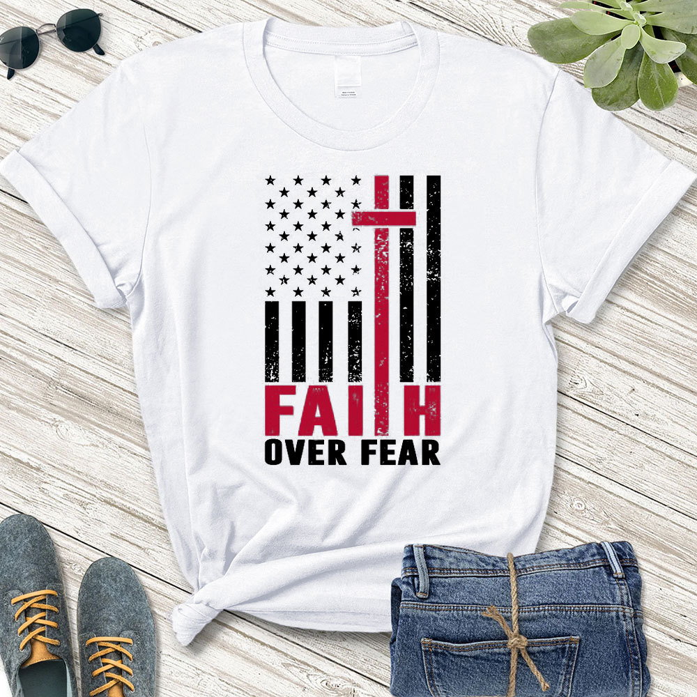 Faith over Fear American Flag Christian T-Shirt