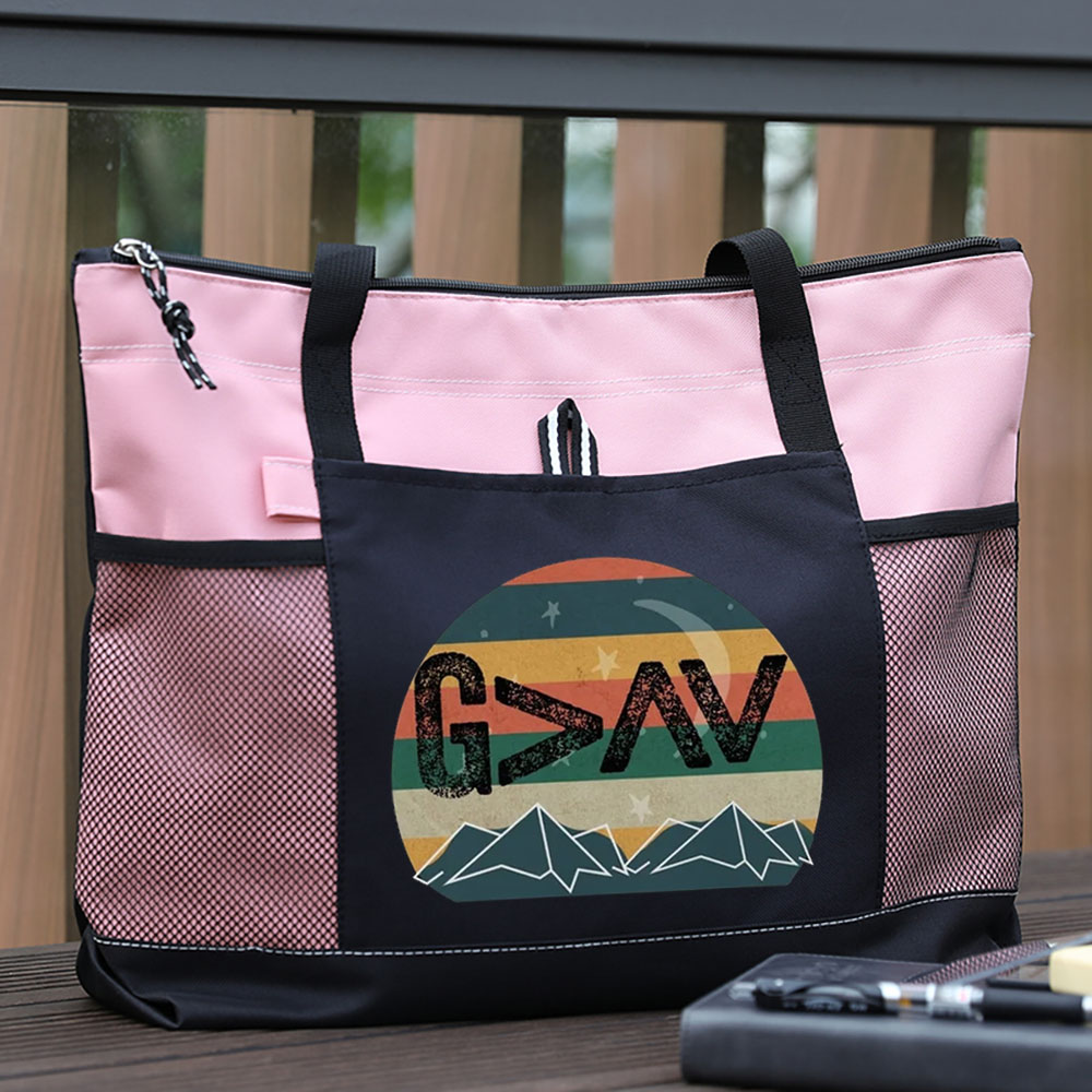 God Is Greater than the Highs and Lows Sunset Mountain Tote Bag