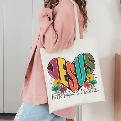 Jesus It’s Not Religion It’s a Relationship Canvas Tote Bag