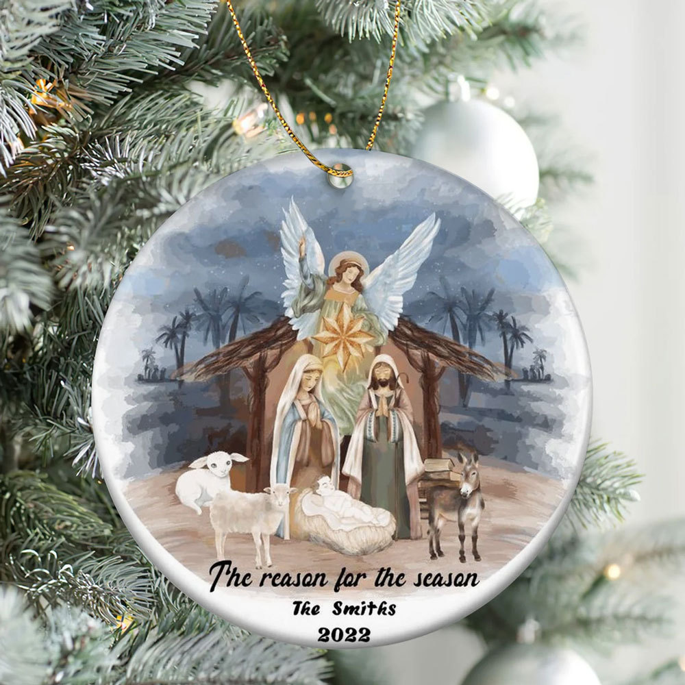 Personalized The Reason for the Season Nativity Family Christmas Ornament