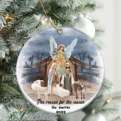 Personalized The Reason for the Season Nativity Family Christmas Ornament