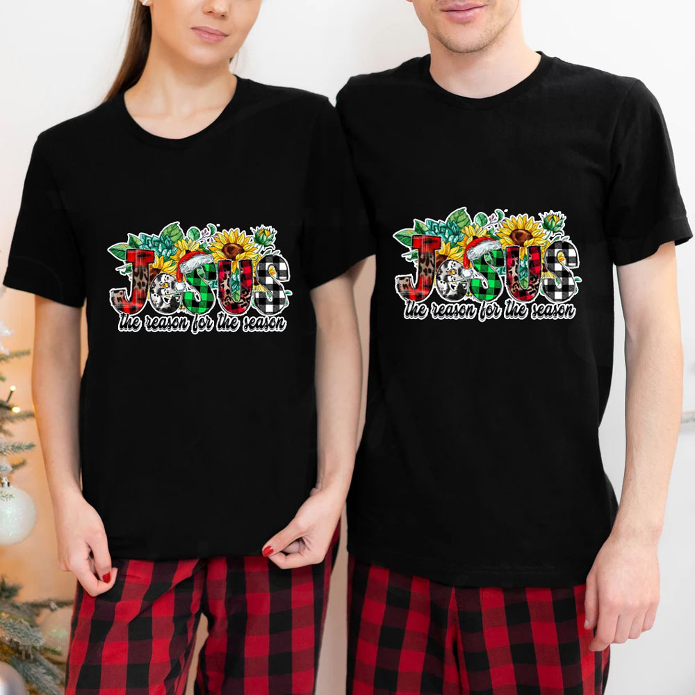 Jesus Is the Reason For the Season Sunflower Faith Christmas T-Shirt