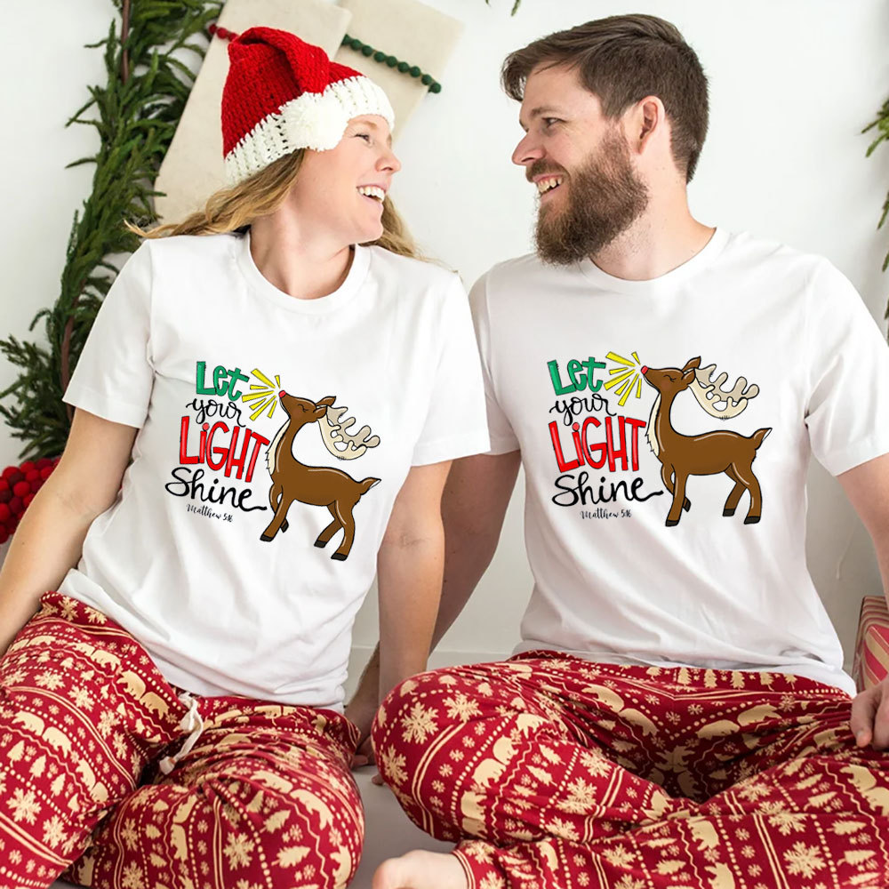 Let Your Light Shine Reindeer Christmas Tee