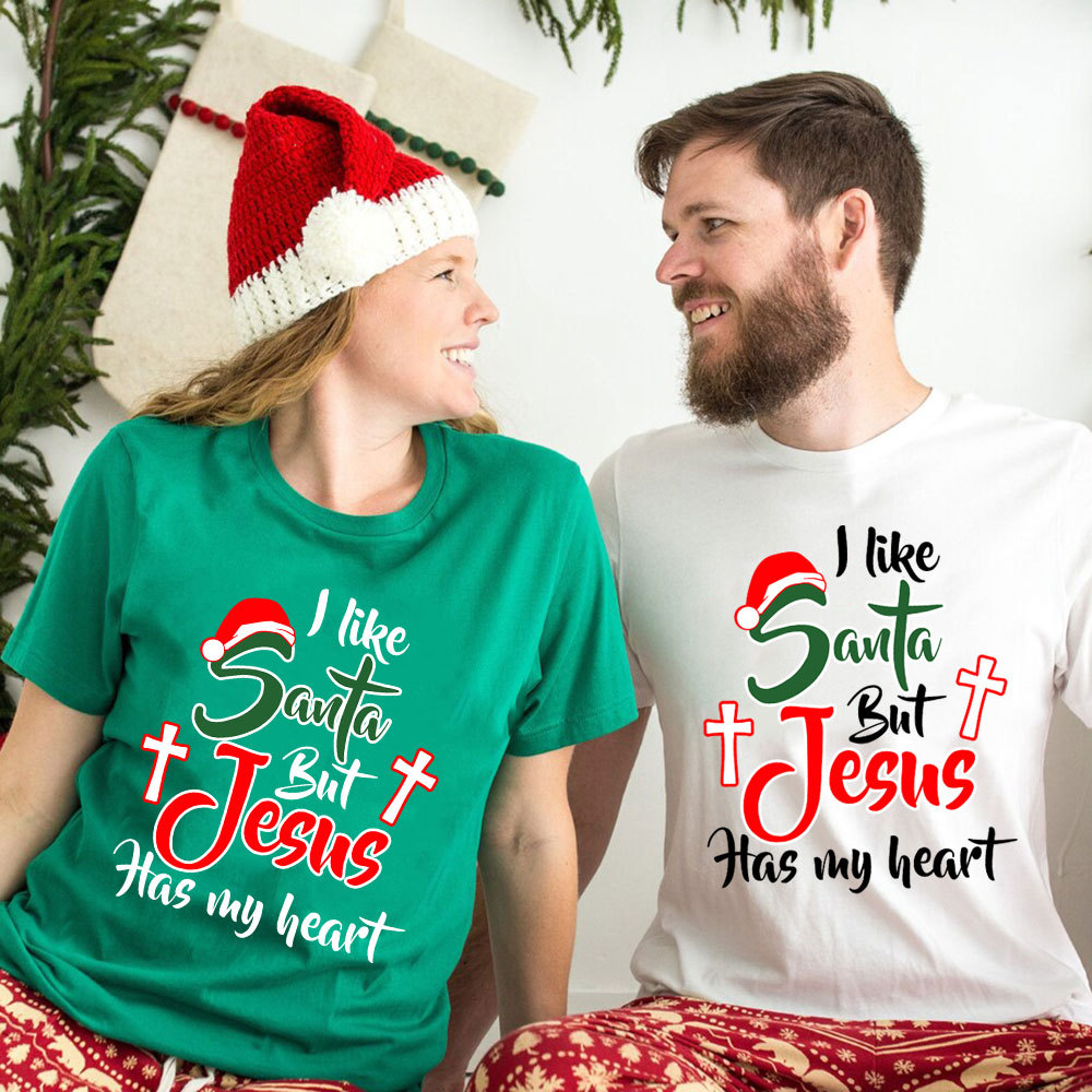 I Like Santa but Jesus Has My Heart Christmas T-Shirt