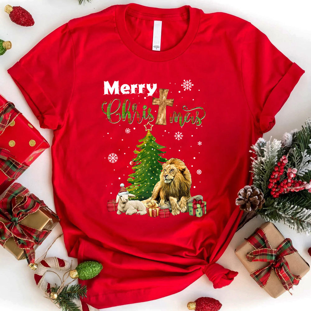 Merry Christmas Jesus, Lion and Lamb Christmas Shirt