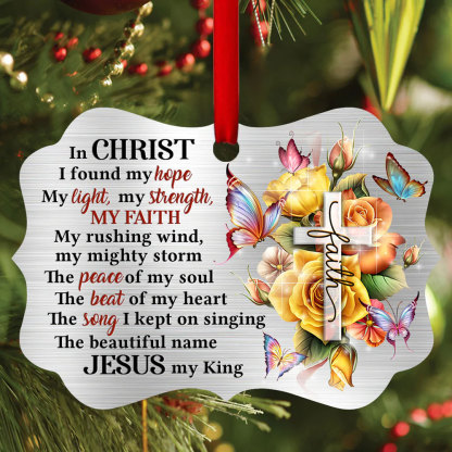 In Christ I Found My Hope Floral Cross Aluminium Ornament
