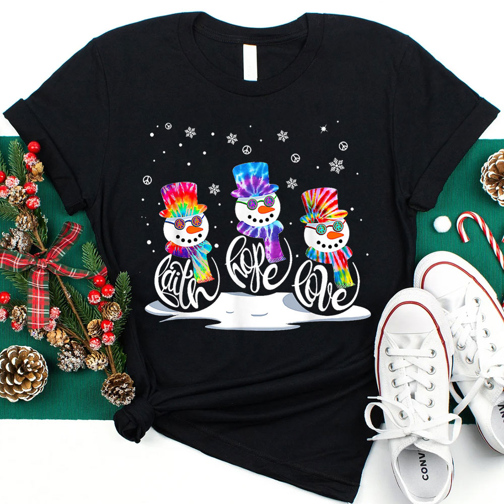 Christmas Faith Hope Love Snowman Shirt