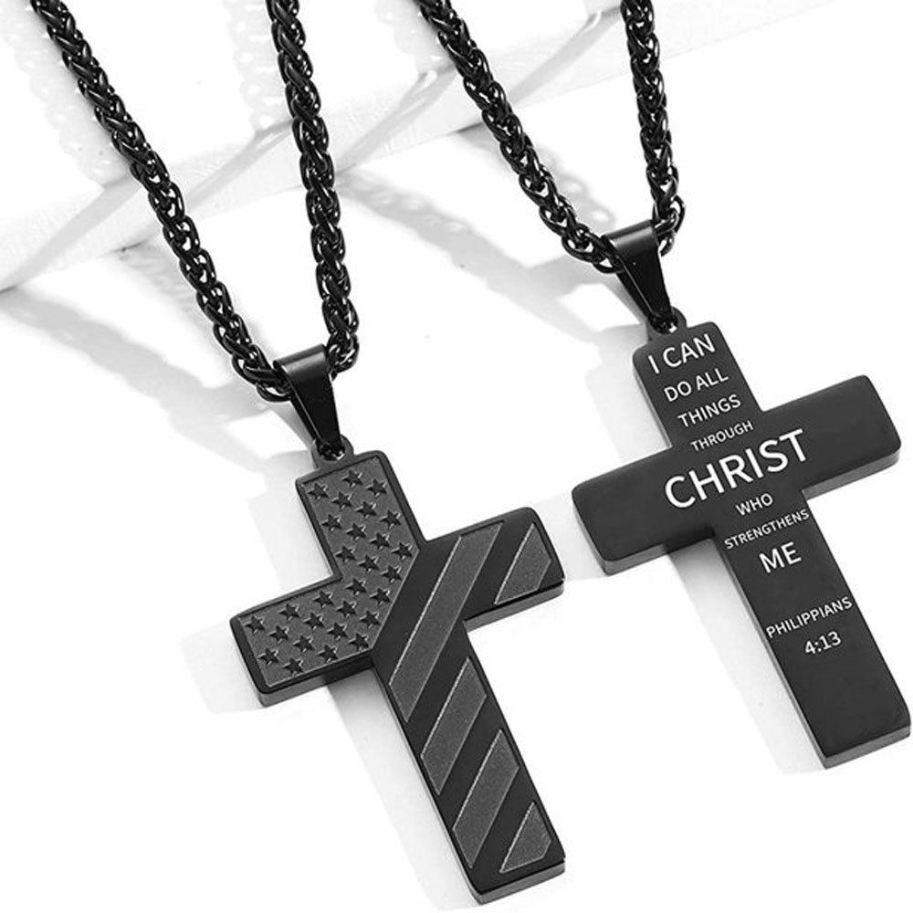 American Flag I Can Do All Things Through Christ Necklace