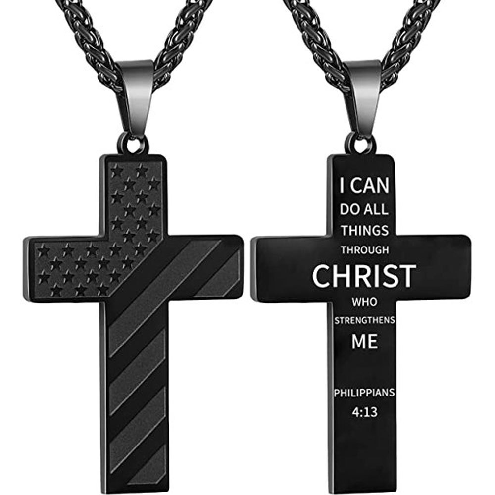 American Flag I Can Do All Things Through Christ Necklace