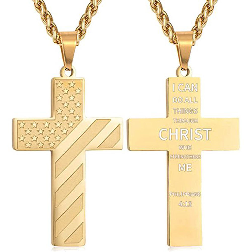 American Flag I Can Do All Things Through Christ Necklace