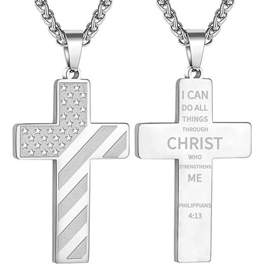 American Flag I Can Do All Things Through Christ Necklace