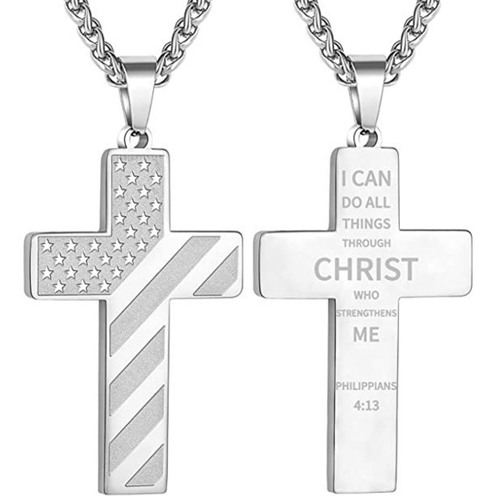 American Flag I Can Do All Things Through Christ Necklace