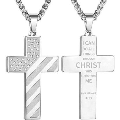 American Flag I Can Do All Things Through Christ Necklace