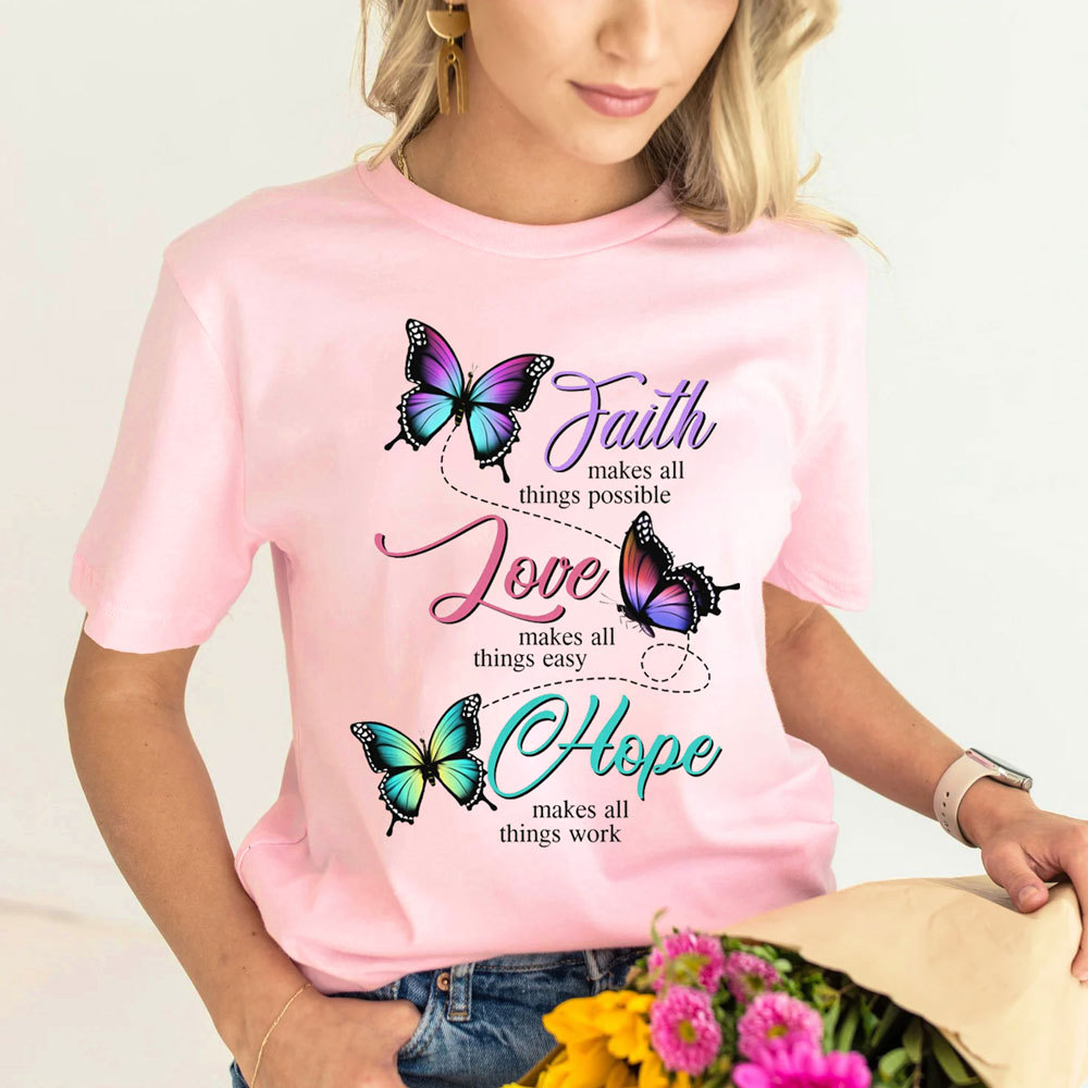 Butterfly Faith Hope Love Christian T-Shirt