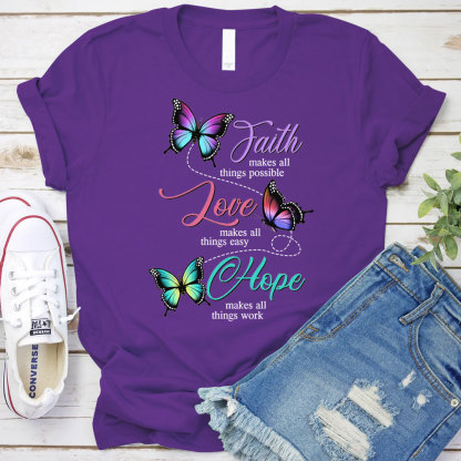 Butterfly Faith Hope Love Christian T-Shirt