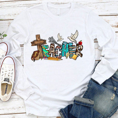 Christian Teacher Cross Long Sleeve T-Shirt