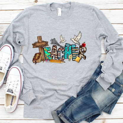 Christian Teacher Cross Long Sleeve T-Shirt