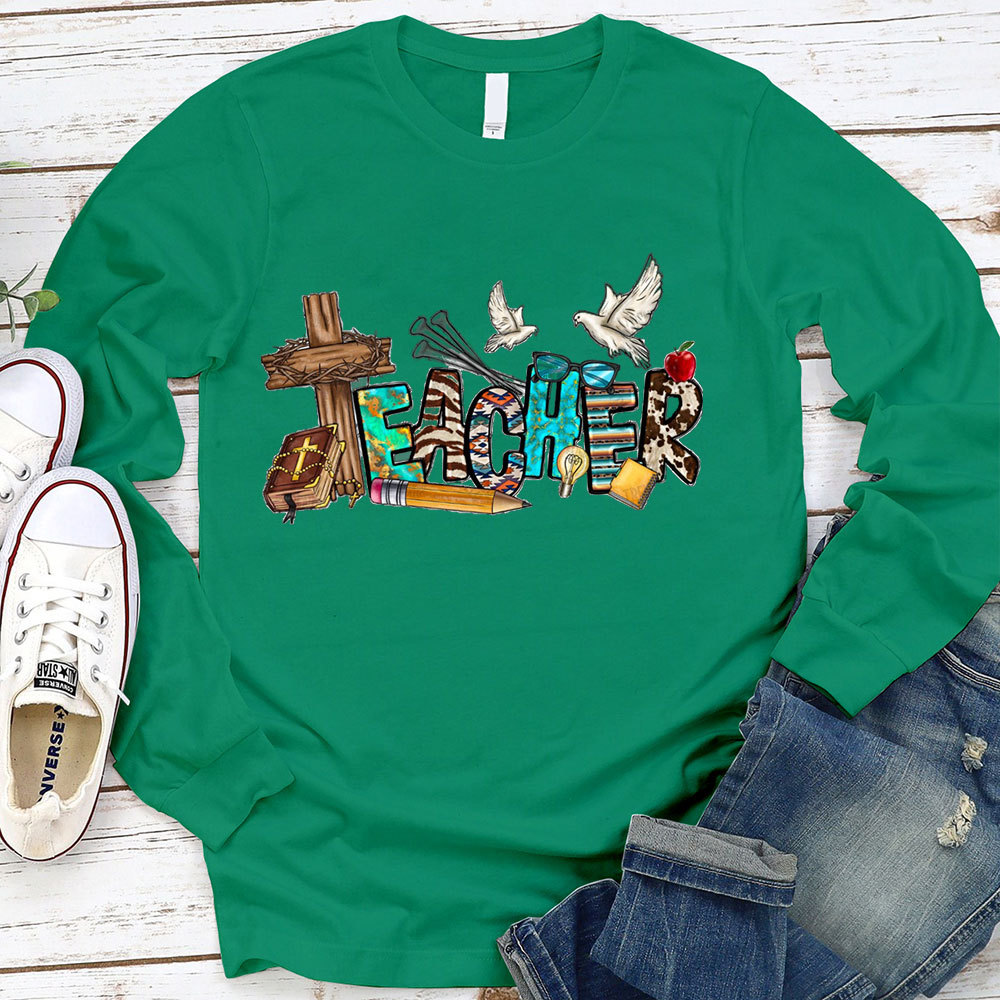 Christian Teacher Cross Long Sleeve T-Shirt