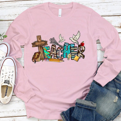 Christian Teacher Cross Long Sleeve T-Shirt