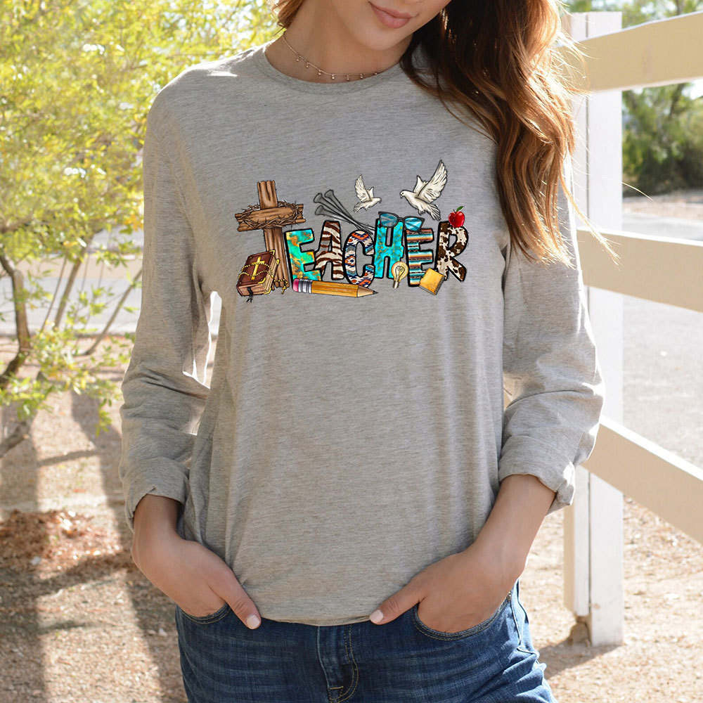 Christian Teacher Cross Long Sleeve T-Shirt