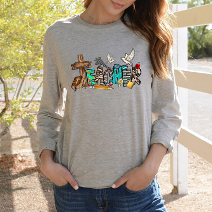 Christian Teacher Cross Long Sleeve T-Shirt