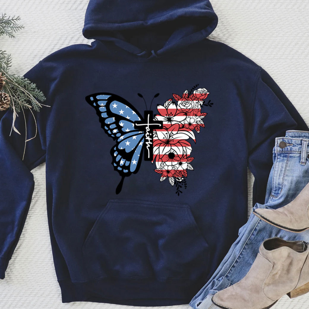 Faith Cross Butterfly Hoodie