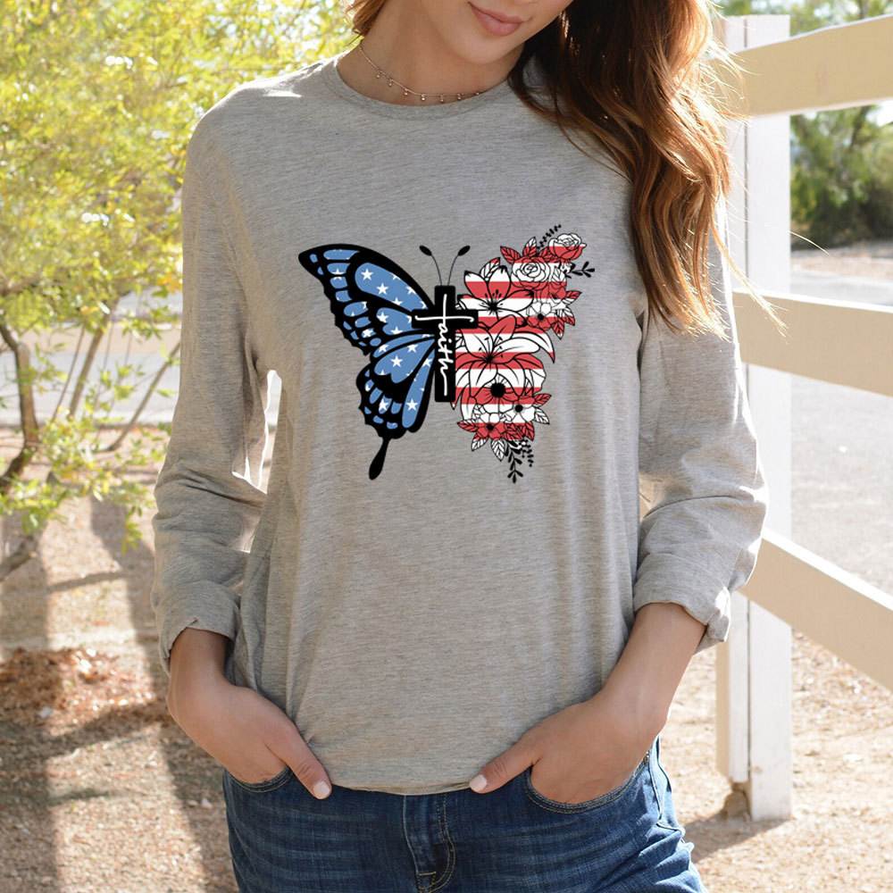 Faith Cross Butterfly Long Sleeve Shirt