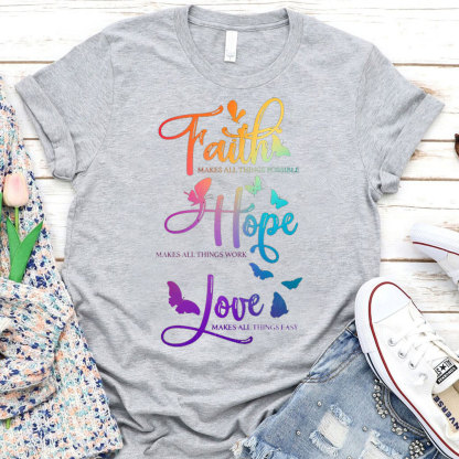 Faith Hope Love Christian Butterfly Shirt