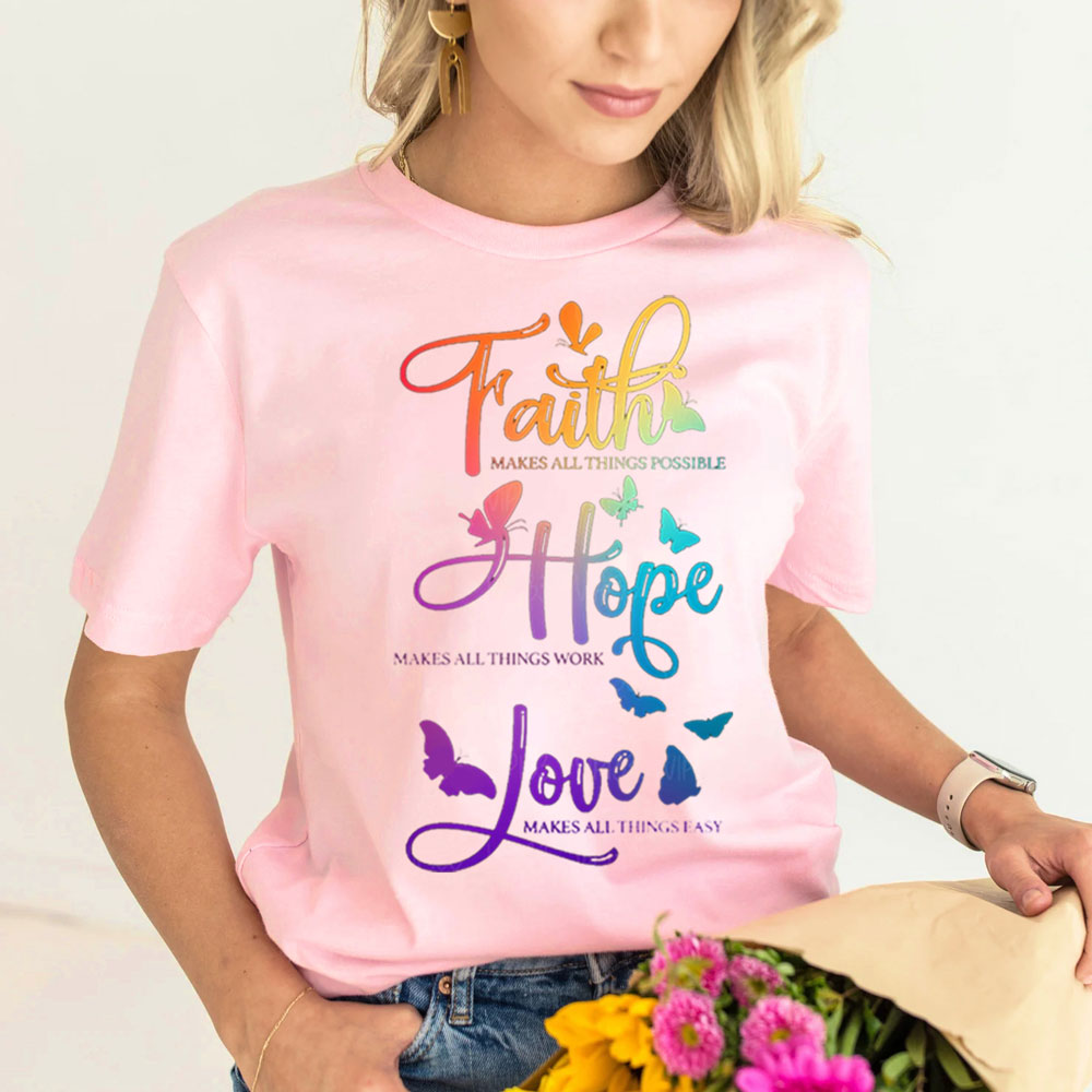 Faith Hope Love Christian Butterfly Shirt