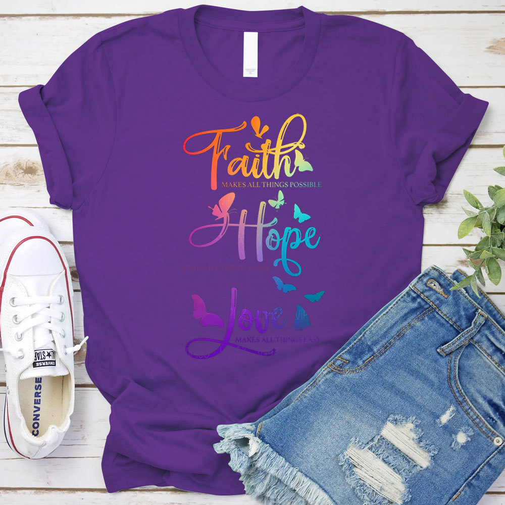 Faith Hope Love Christian Butterfly Shirt