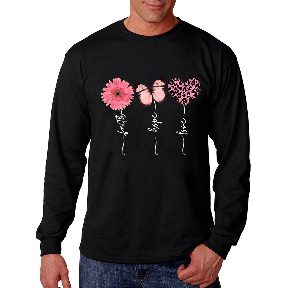 Faith Love Hope Flower Butterfly Heart Christian Long Sleeve Shirt
