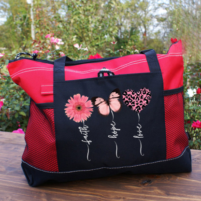 Faith Love Hope Flower Butterfly Heart Christian Tote Bag